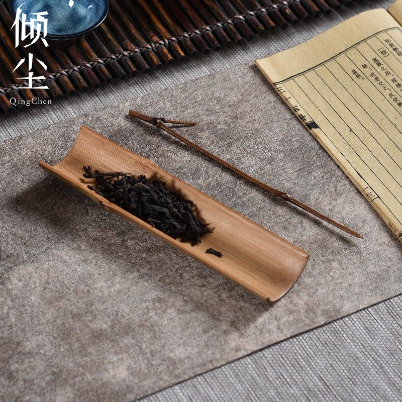 竹子茶則賞茶則茶荷茶道六君子配件竹茶則碳化鏡面竹節禪意|茶道/零配