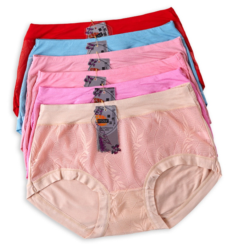 (Pack of 10) Bamboo Fiber High Waist Hip Raise Abdomen Triangle Ladies Panties Easy to Wear Without Deformation