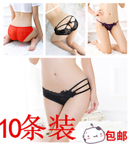 10 strips of clothing 19 9 Yuan Sexy underpants Feminists transparent lace low waist Perspectives No marks Hip Ventilation Triangle Pants