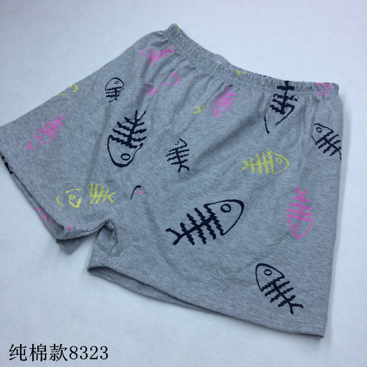 Quần short cotton phụ nữ lỏng phần mỏng dễ thương cartoon kẻ sọc home boyshort cotton ngủ quần điều hòa không khí quần