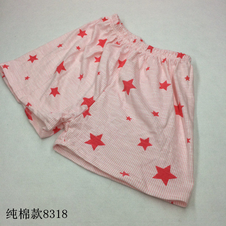 Quần short cotton phụ nữ lỏng phần mỏng dễ thương cartoon kẻ sọc home boyshort cotton ngủ quần điều hòa không khí quần