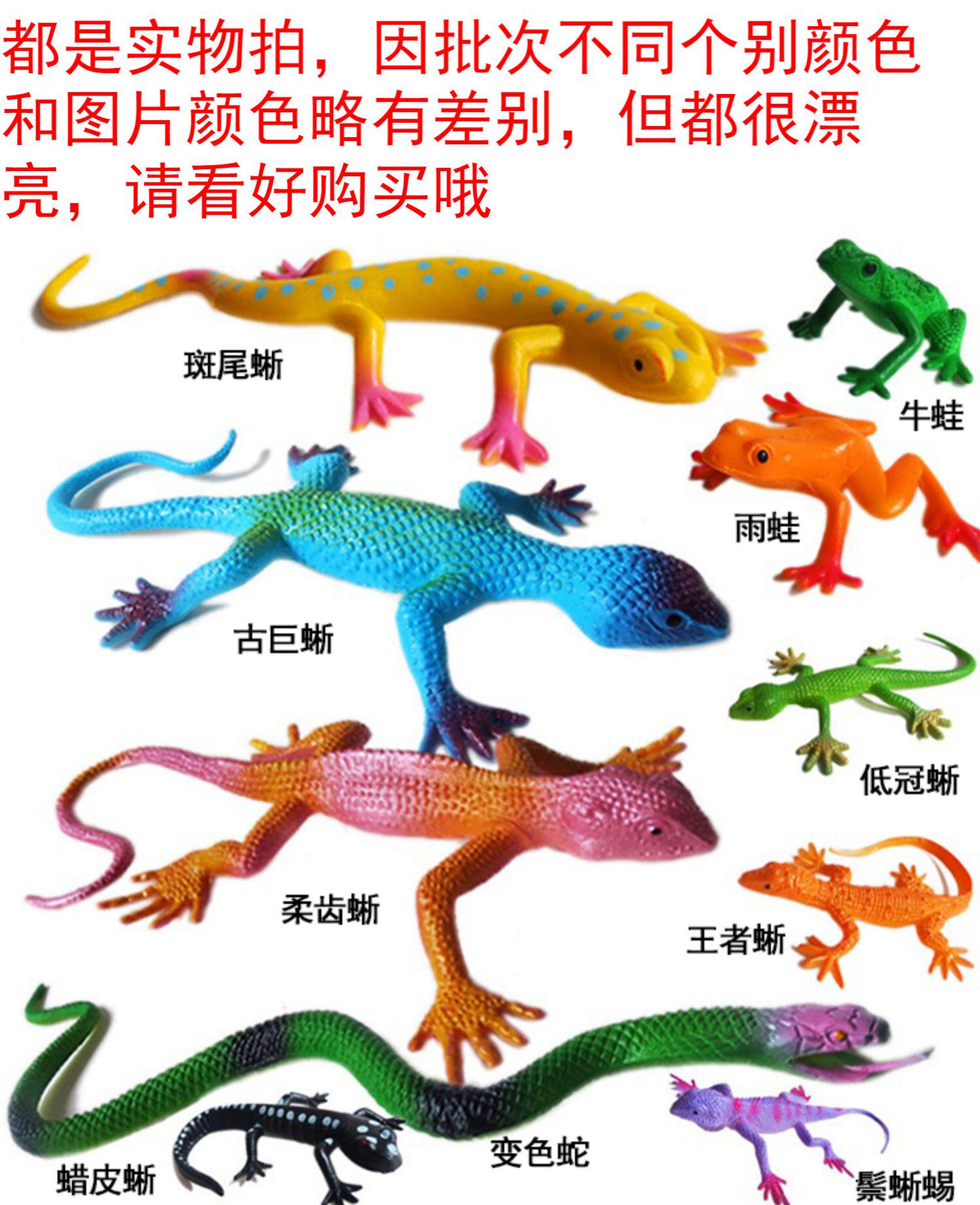 Игрушки-животные 仿真蜥蜴假蛇壁虎青蛙植物爬行玩偶蛊惑静态儿童玩具软胶动物模型