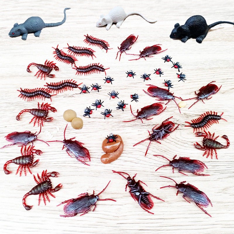 Simulation soft rubber animal model tricky scary props cockroach ant bat centipede earthworm scorpion bug toy