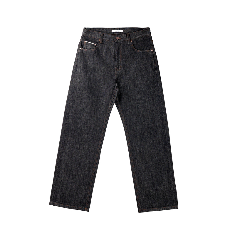 Selfness Red-Edged Ex Zipper Mid-Waist Straight-Leg Loose Raw Denim Jeans, Soft and Non-Shrinking Selfness Red-Edged Ex Zipper Mid-Waist Straight-Leg Loose Raw Denim Jeans, Soft and Non-Shrinking