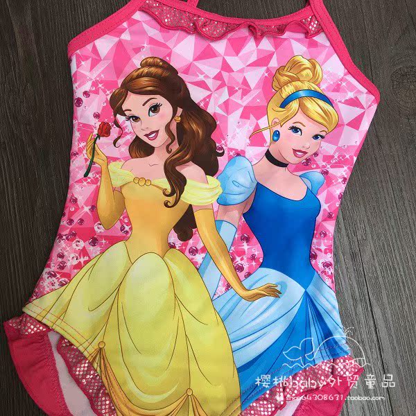 2-6 tuổi, bé gái gốc D, băng và tuyết, nàng tiên cá Aisha, nàng lọ lem Belle, áo tắm công chúa đồ bơi trẻ em xuất khẩu