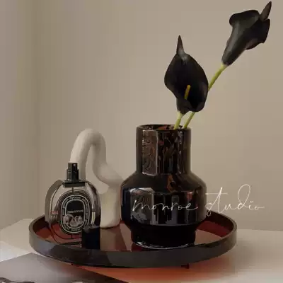 MONROE Dream Deer Studio High-end Amber Wave Point Glass Vase Decoration American Model Room Soft Home