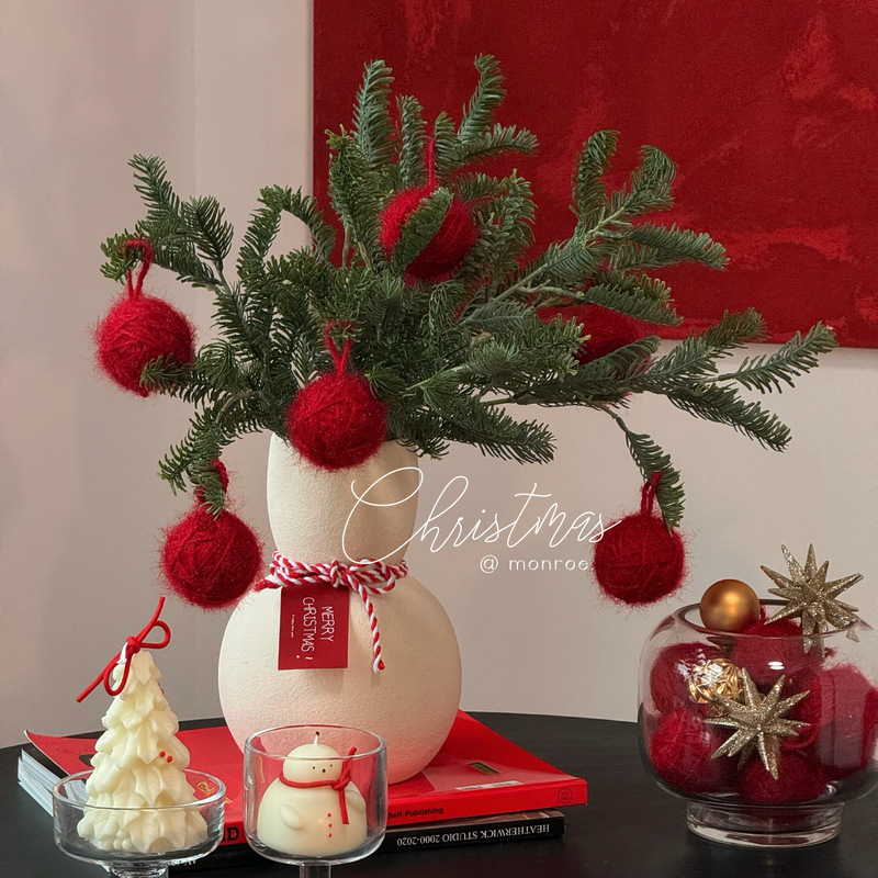 Nobel Pine Branches·Menglu Artificial Plants High-Quality Artificial Green Plants Christmas Decorations Vase Flower Arrangement