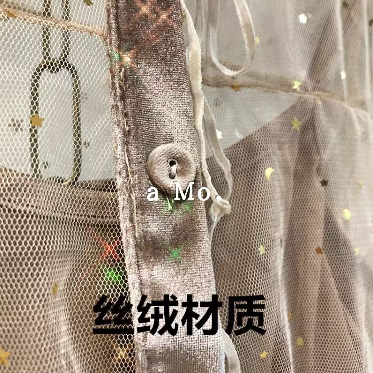 Fairy ins ngọt ngào giữa váy dài Phiên bản mới của Hàn Quốc mặt trăng mặt trăng sequin dài tay cao lưới lưới a-line váy đầm