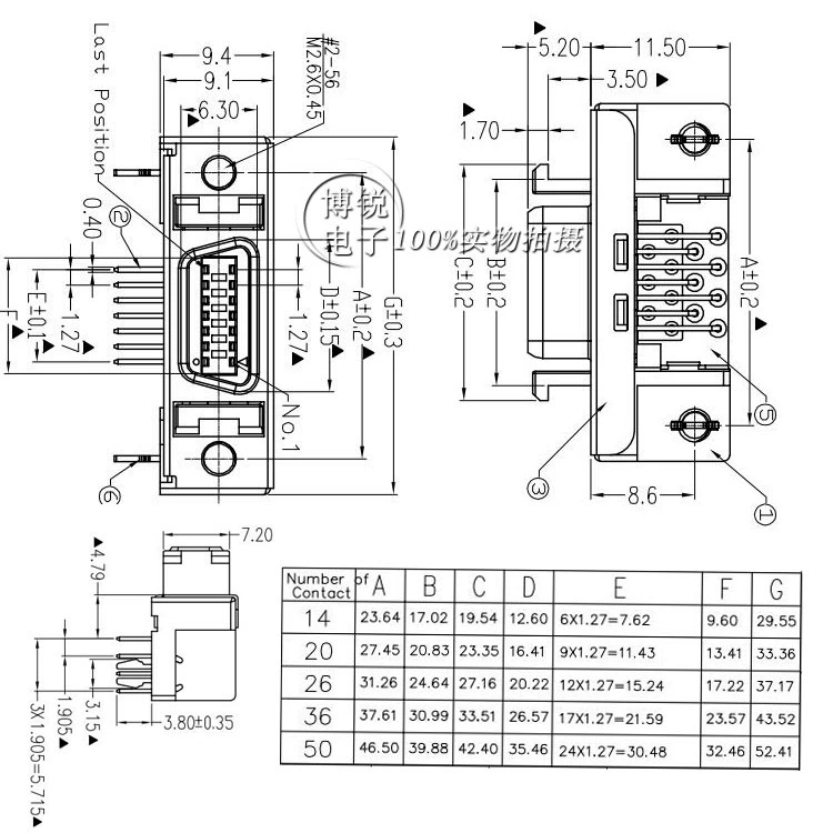 Đầu nối nam lõi SCSI14P 20P 26P 36 chân 50P Đầu nối phích cắm ổ đĩa servo MDR50P