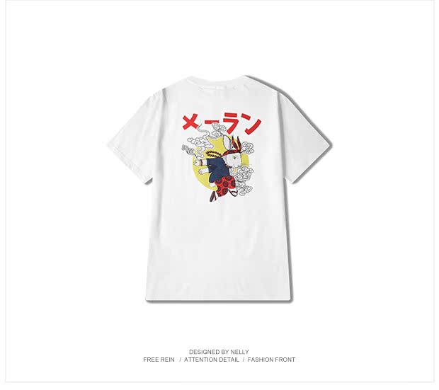 Mùa hè Nhật Bản hoạt hình hip hop in áo thun học sinh tay ngắn Áo thun 5 điểm và một nửa áo thun nam xu hướng áo thun áo thun nam cao cấp