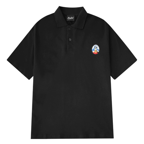 Модная японская весенняя футболка polo, тренд сезона, свободный крой, короткий рукав