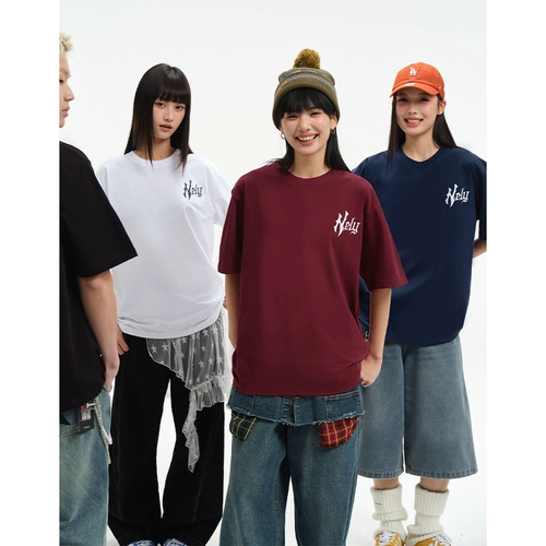 Футболка с коротким рукавом подходит для мужчин и женщин, оверсайз, в американском стиле, стиль «Хай стрит»