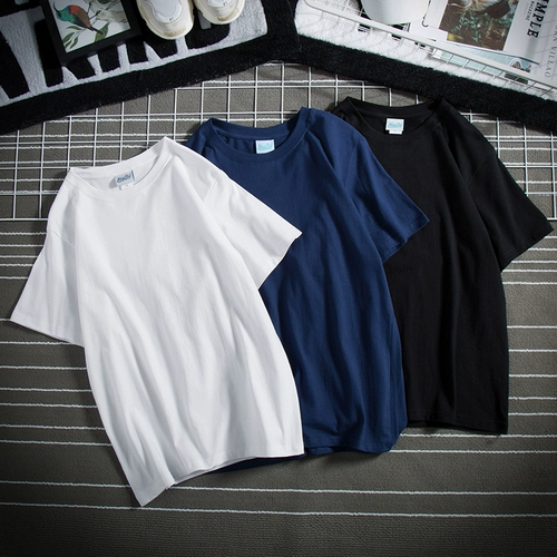 小尼力 Хлопковая однотонная трендовая футболка подходит для мужчин и женщин, короткий рукав