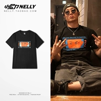 Hàn Quốc mùa hè Châu Âu và Châu Mỹ Đường phố OVERSIZE lỏng hip hop graffiti thư in áo thun tay ngắn thủy triều nam tay áo năm điểm áo thun nam có cổ