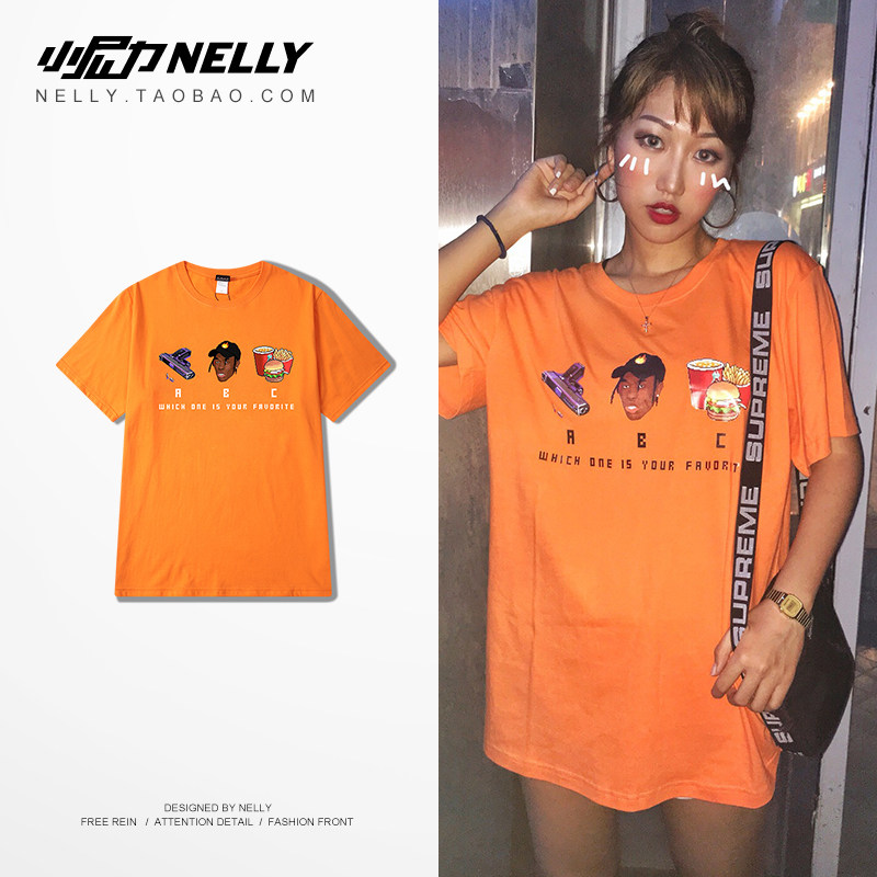 Summer Port Wind T-shirt Male Korea Student Relaxation Day Ensemble Original Juku Bf Wind Ulzzang Short Sleeve Tide Card Printed Blouse