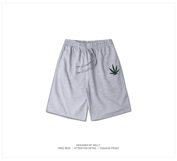 West Coast Hemp Thêu Solid Color American Tide thương hiệu Terry chất liệu Quần Wei Wei Ván trượt chạy cotton thường