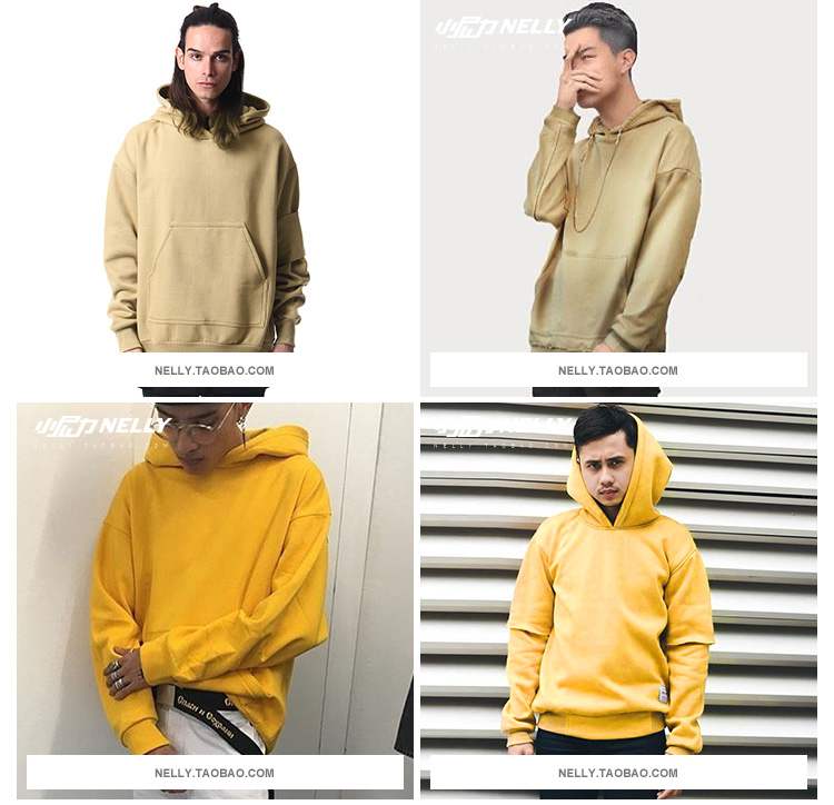 Mùa thu OVERSIZE lỏng lẻo kaki apricot áo len hoodie thân trên màu đỏ hoang dã cùng một đoạn hoodie nỉ