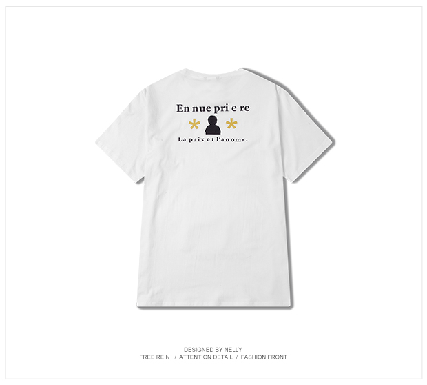 Tide cầu nguyện thương hiệu Mỹ hip hop trượt ván sinh viên lỏng một nửa áo thun cotton ngắn tay áo thun nữ boy hip hop áo thun nam đẹp