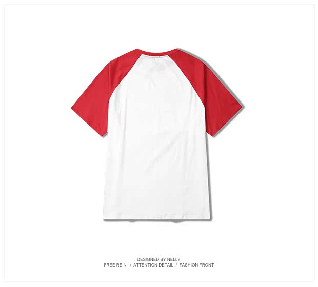Mùa hè 2018 mới áo thun nam ngắn tay nam nữ phiên bản Hàn Quốc của áo raglan màu tương phản tay áo trẻ trung nửa tay áo thun nửa tay TEE áo phông nam có cổ