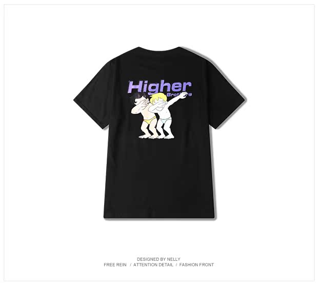Mới Châu Âu và Mỹ minh họa xu hướng hip hop cotton Áo thun nam Nhật Bản retro nam và nữ cặp đôi đáy áo mùa hè lỏng lẻo áo khoác đôi nam nữ