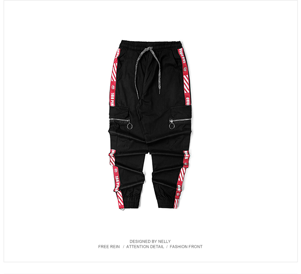 Ulzzang Hàn Quốc xu hướng cá tính retro đường phố hip hop lỏng chân quần thể thao nam khâu quần màu tương phản shop quần áo nam