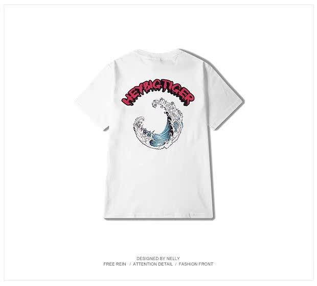 Xu hướng sáng tạo đường phố châu Âu và Mỹ sáng tạo tay áo ngắn hip hop thể thao cotton giản dị Áo thun nam và nữ cặp đôi hip-hop quần jean nam