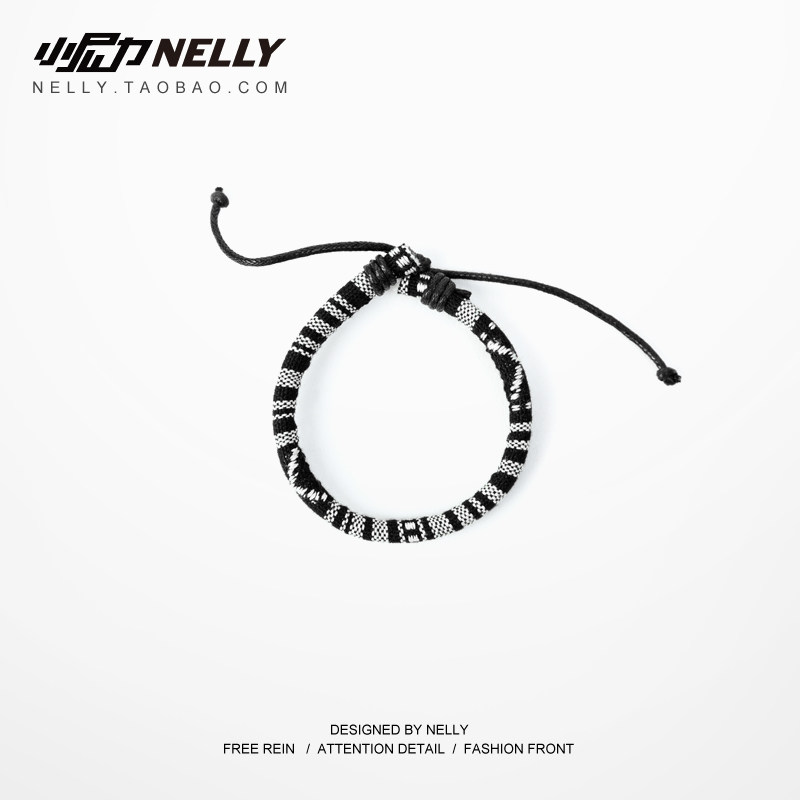 Tide brand jewelry New woven bracelet hip hop bracelet ethnic style woven bracelet color hand rope men and women