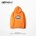 Ulzzang thời trang đường phố gốc retro màu cam in áo thun áo len giản dị áo hoodie nam và nữ trùm đầu áo hoodie đẹp Áo len