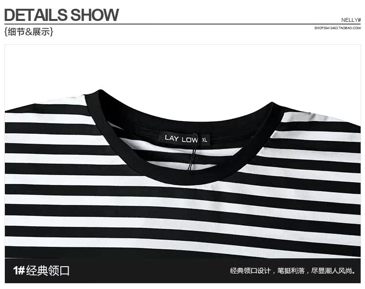 Triều tiên Triều thương hiệu retro INS với cùng một đoạn giản dị màu đen và trắng sọc dài tay nam giới và phụ nữ vài T-Shirt quần áo áo triều