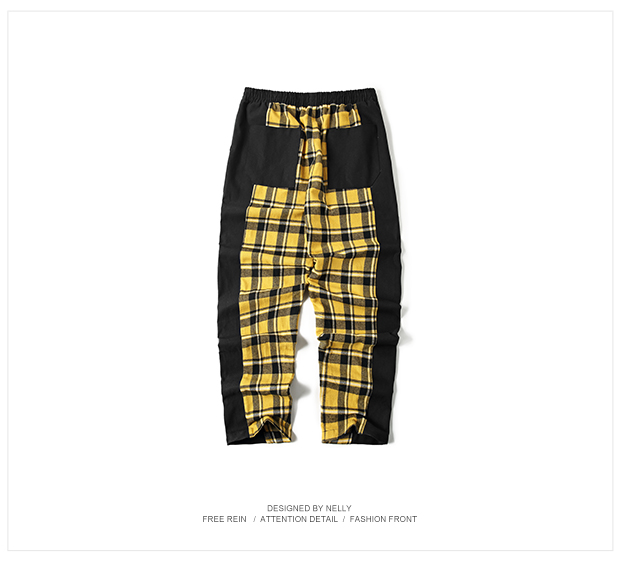 Quần hip hop thẳng màu tương phản kẻ sọc in quần bó sát siêu lửa hip hop nam và nữ CHIC retro quần trường jogger nam