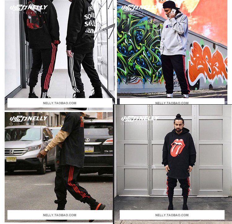 Ulzzang hip-hop Mạng lưới thủy triều quốc gia châu Âu và châu Mỹ màu đỏ retro quần thể thao giản dị nam và nữ mẫu với quần jogger nam