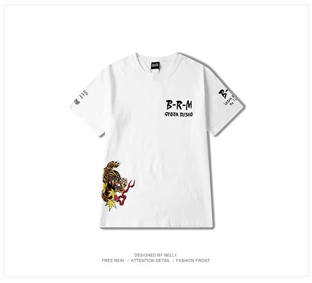 Váy mùa hè thương hiệu Nhật Bản thương hiệu cotton Áo thun nam phong cách Trung Quốc gió retro in ngắn tay XL Harajuku hip-hop Áo phông nam hàng hiệu