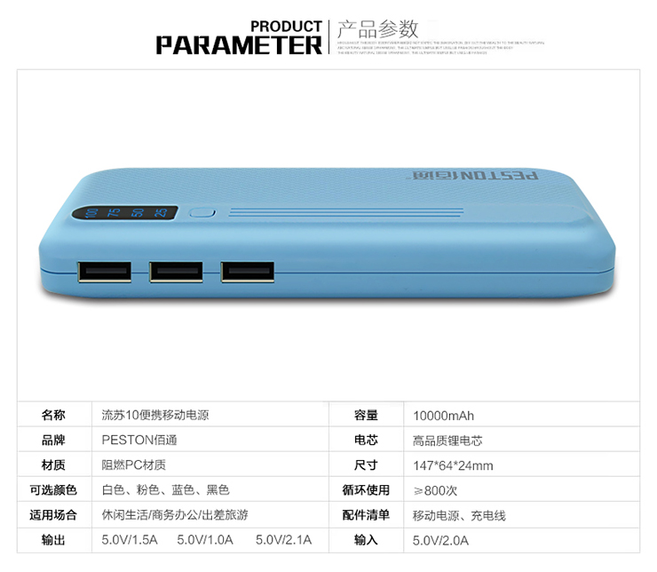 Bai-tua USB ba sạc 10 công suất lớn thiết bị cầm tay di Po 2.1A phổ tablet điện thoại di động - Ngân hàng điện thoại di động sạc dự phòng thegioididong