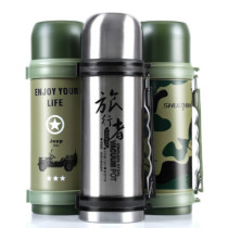 Military water bottle special forces thick camouflage outdoor stainless steel insulation PLA pot camping lettering marching