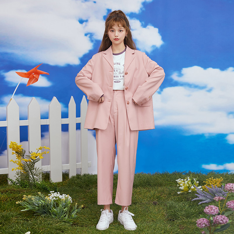 Afternoon nap homemade women's clothing Japanese suit pants two sets of women casual 100 lap jacket 90% Pants Academy Wind Suit