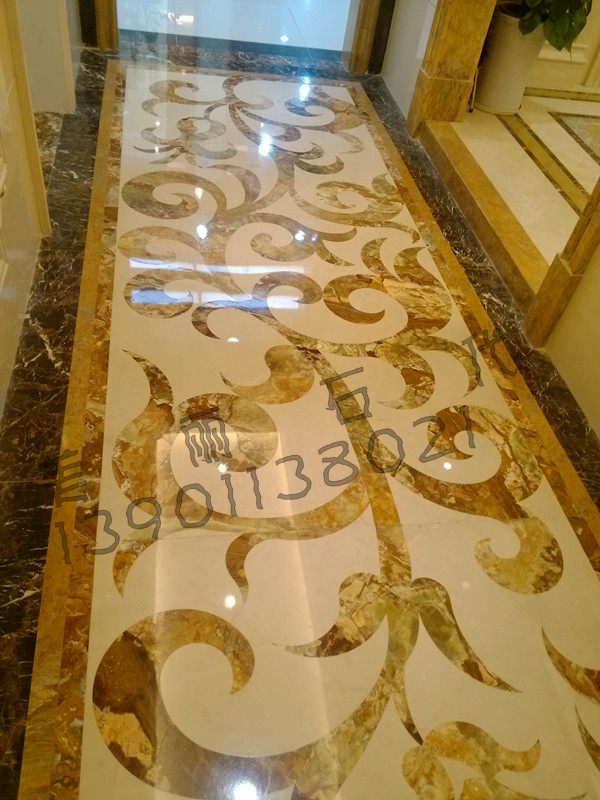 Marble Waterjet Jade Parquet Entrance Floor Lobby Parquet Natural Stone Parquet Stone Floor