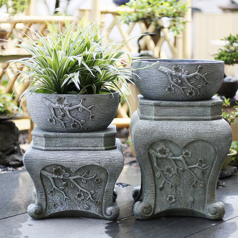 Creative Pendulum style Courtyard Decoration Garden Outdoor Small Yard Artificial Stone Pier Base Arrangement Balcony Flower Pots