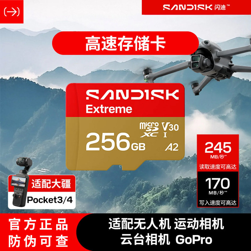 Sandisk Tf Card 256g Dji Pocket 3 Flash Memory Drone Sd Memory Card Action6/5Pro Memory Card