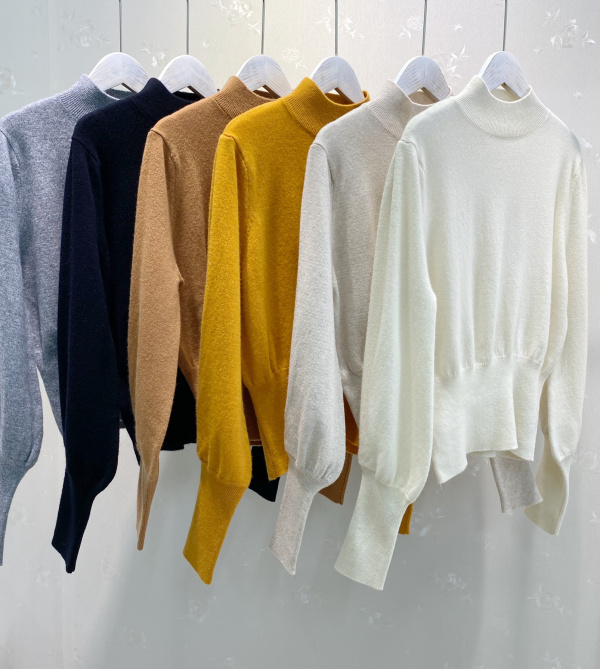 2020 New Single All-Wool All-match Fashion Women's Half Turtleneck Short Sweater Six Colors High Waist