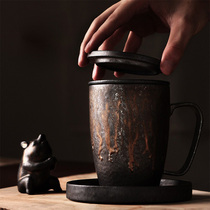 Japanese-style teapot three-piece gilt ceramic kiln change glaze smelting cup with liner cup lid Retro small disc teacup