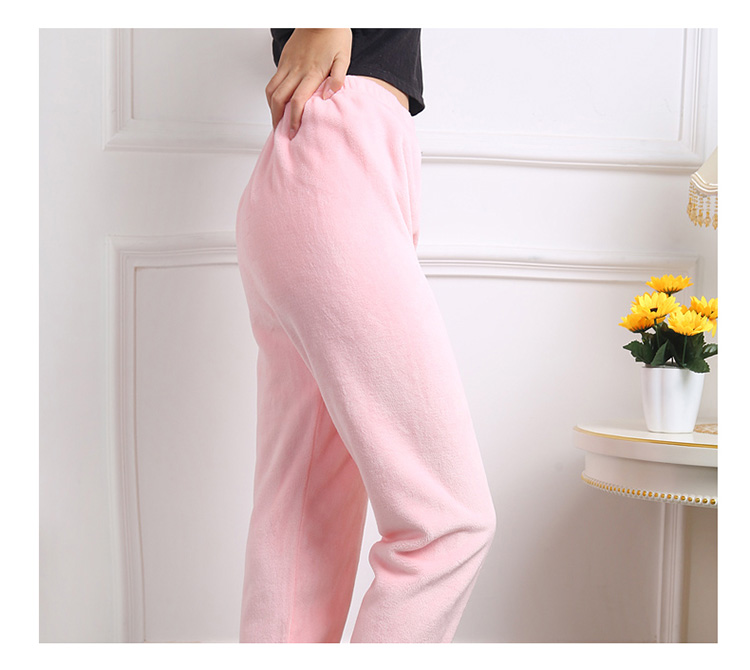 Quần pyjama quần nữ san hô nhung mùa thu và mùa đông da cừu dày lên kích thước lớn đồ ngủ lông cừu quần thường nhà thời trang mặc nhà