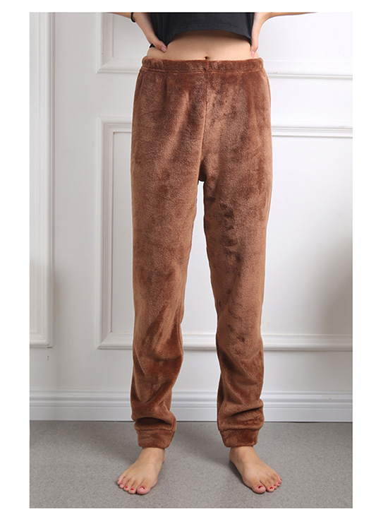 Flannel Pyjama Quần nhung nữ mùa thu và mùa đông dày Quần rộng Kích thước lớn Quần ấm co lại có thể mặc quần đũi nữ
