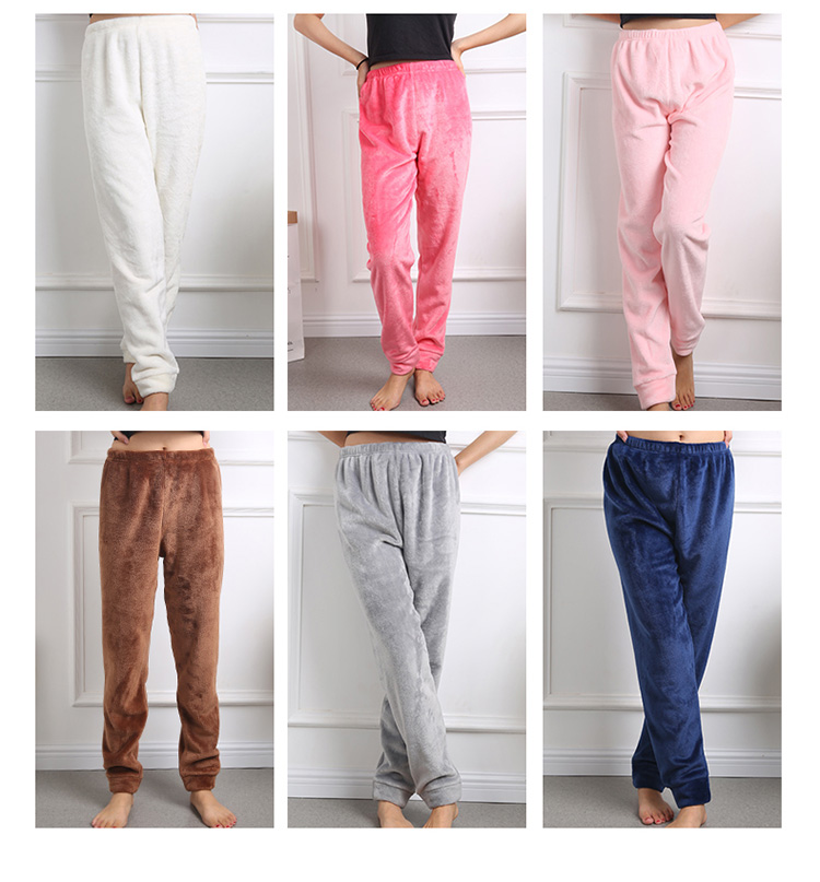 Quần pyjama quần nữ san hô nhung mùa thu và mùa đông da cừu dày lên kích thước lớn đồ ngủ lông cừu quần thường nhà thời trang mặc nhà