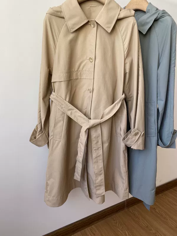 Áo khoác nữ mùa xuân 2020 dành cho nữ mùa xuân thắt lưng mùa hè thắt lưng eo áo khoác gió trùm đầu YW0MR450 - Trench Coat