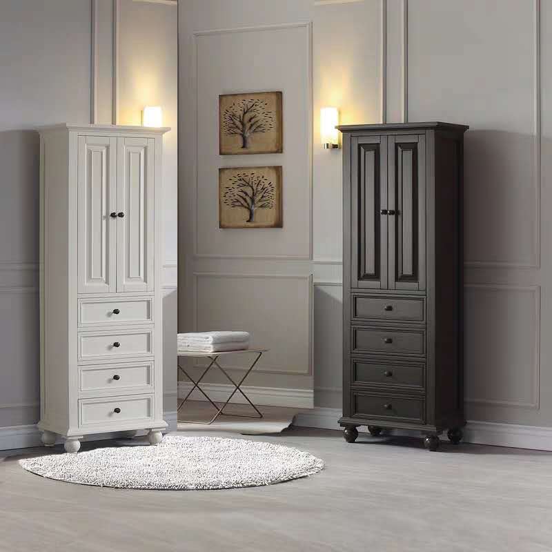 Toilet waterproof bathroom bedside Toilet Side Cabinet solid wood lockers Lockers Living-room Living-room American Landing Cabinet-Taobao