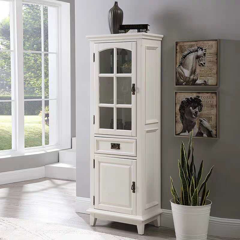 Toilet waterproof bathroom side cabinet toilet side cabinet solid wood locker vertical cabinet living room bedroom American floor cabinet