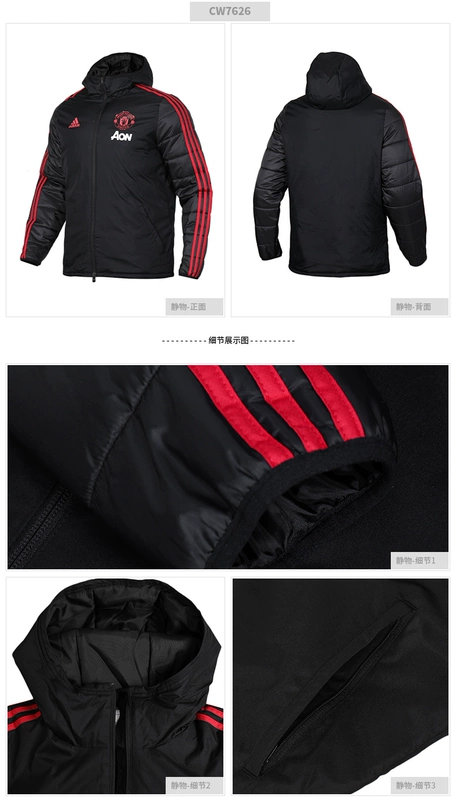 Adidas nam 2019 mùa xuân áo khoác mới áo khoác thể thao trùm đầu áo ấm cotton độn bông CY8624