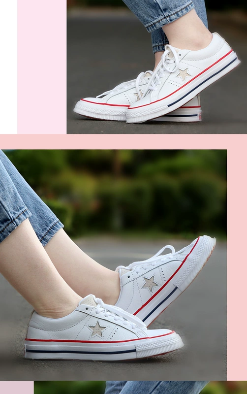 Giày converse nữ 2019 xuân mới một ngôi sao màu hồng da cắt thấp giày vải thông thường 160623 giày thể thao nam biti's