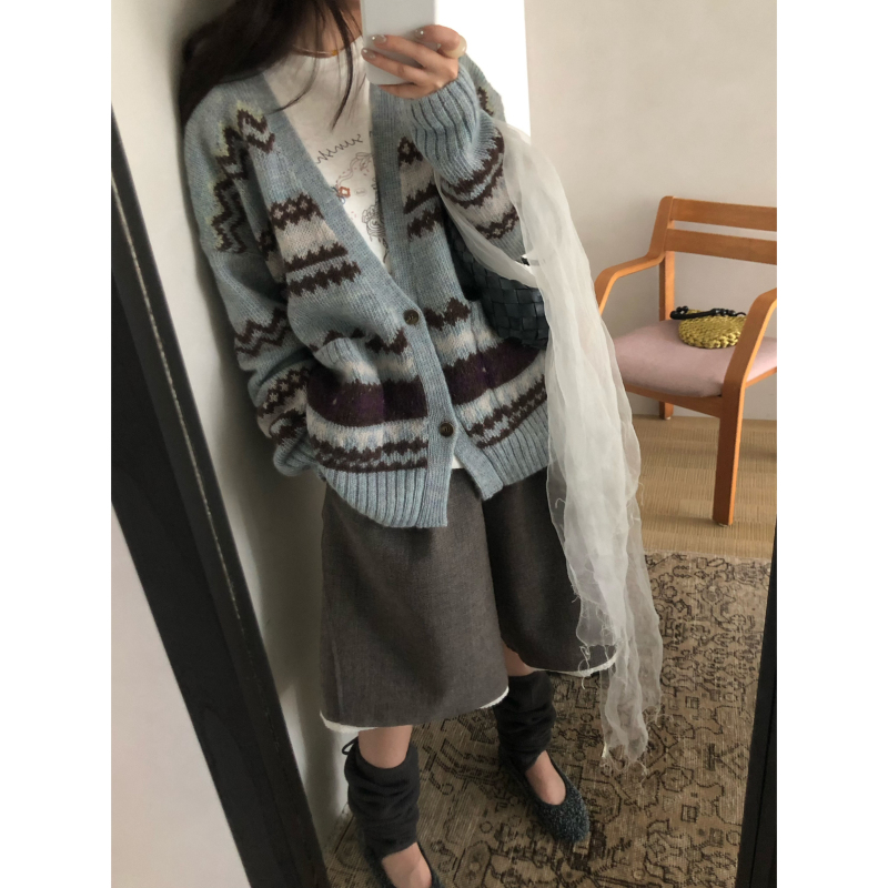 Feel Blessed-Gufei Island Jacquard Sweater Cardigan Warm Sweater Fb636048 Feel Blessed-Gufei Island Jacquard Sweater Cardigan Warm Sweater Fb636048
