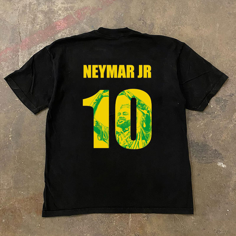 Brazil Neymar Jr. Iconic Moment T-Shirt American Retro Trendy Loose No. 10 Jersey Unisex Short Sleeve Brazil Neymar Jr. Iconic Moment T-Shirt American Retro Trendy Loose No. 10 Jersey Unisex Short Sleeve